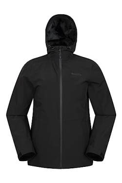 Mountain Warehouse Covert Wasserdichte Herren-Jacke – leichte Regenjacke, atmungsaktiver Mantel, versiegelte Nähte, verstellbare Kapuze – für Reisen, Trekking, Wandern Schwarz S von Mountain Warehouse