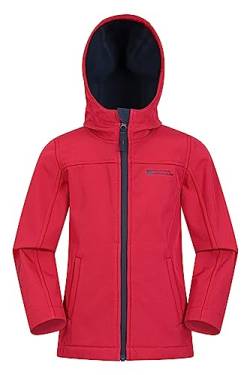 Mountain Warehouse Exodus wasserdichte Windjacke Kinder Softshell - leichte Regenjacke Kinder, atmungsaktive, wasserfeste Jacke, ungefütterte Softshell-Kinderregenjacke Rot 7-8 Jahre von Mountain Warehouse