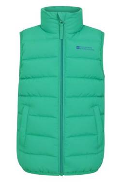 Mountain Warehouse Gepolsterte Kinder-Weste von Rocko - wasserabweisend, Mikrofaserweste, 2 Vordertaschen – idealer Körperwärmer für Jungen und Mädchen Grün 7-8 Jahre von Mountain Warehouse