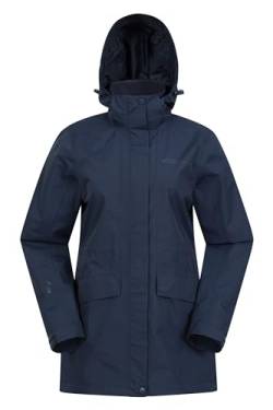 Mountain Warehouse Glacial wasserdichte Damenjacke - warme, atmungsaktive Freizeit-Regenjacke, versiegelte Nähte, abnehmbare Kapuze - ideale Damen-Wanderkleidung, Herbst Marineblau 44 von Mountain Warehouse