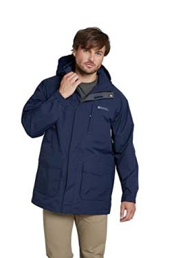 Mountain Warehouse Glacier II Lange, wasserfeste Herrenjacke - Versiegelte Nähte, atmungsaktiv, abnehmbare Kapuze, schnelltrocknend, Winter - Für Reisen, Herbst Marineblau Large von Mountain Warehouse