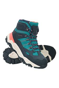 Mountain Warehouse Hike Damenlaufstiefel recycelt wasserdicht - Mesh-Obermaterial und Futter, tiefes Profil, Ferse, Zehenschutz Damenschuhe - Ideal für Trekking, Outdoor Blaugrün 40 EU von Mountain Warehouse