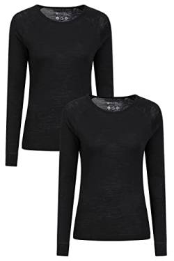 Mountain Warehouse Merino Baselayer-Thermotop für Damen - Leichtes, atmungsaktives Damen-T-Shirt, antibakterielle Bluse - Für Urlaub bei kaltem Wetter Winter Baselayer Schwarz 40 von Mountain Warehouse