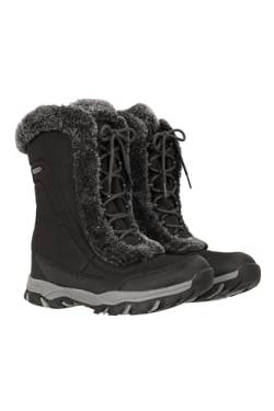 Mountain Warehouse Ohio Damen-Schneestiefel – Schneesichere Damen-Kunstfellschuhe, Getestet bis –20 °C, IsoTherm – Winter, Skifahren, Wintersport, Wandern Schwarz Jet 40 EU von Mountain Warehouse