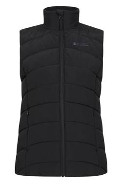 Mountain Warehouse Opal gefüttertes Damengilet - leichte Thermoweste, Reißverschlusstaschen, warm, wasserabweisend - geeignet für Winter Schwarz 42 von Mountain Warehouse