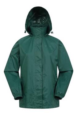 Mountain Warehouse Pakka atmungsaktive, wasserdichte Damen-Regenjacke - leichte und einfach zu verstauende Wind-Jacke für Damen zum Wandern, Camping und für Outdoor Dunkelgrün 36 von Mountain Warehouse