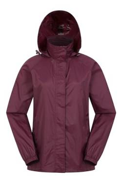 Mountain Warehouse Pakka atmungsaktive, wasserdichte Damen-Regenjacke - leichte und einfach zu verstauende Wind-Jacke für Damen zum Wandern, Camping und für Outdoor Dunkellila 40 von Mountain Warehouse