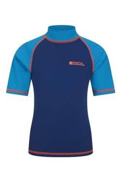 Mountain Warehouse Rashguard für Kinder - Kurzarm-Schwimmshirt für Jungen und Mädchen mit LSF 50+ UV-Schutz, schnell trocknend, Flatlock-Nähte - Schwimmen & Neoprenanzug Blau 2-3 Jahre von Mountain Warehouse