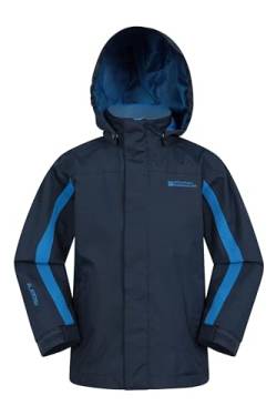 Mountain Warehouse Samson Jacke für Kinder - Regenjacke mit getapten Nähten, verstellbare Bündchen, elastischer Saum & Kapuze, Mesh-Futter - Ideal für Regenwetter Marineblau 11-12 Jahre von Mountain Warehouse