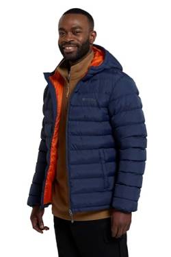 Mountain Warehouse Seasons Herrenjacke - Gefüttert, leicht, wasserbeständige Regenjacke, Mikrofaserfüllung - Ideal für den Winter Marineblau XXL von Mountain Warehouse