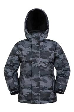 Mountain Warehouse Snow wasserabweisende Winterjacke für Kinder - gesteppte, wattierte, atmungsaktive Jacke mit Kapuze für Jungen und Mädchen, leichte Regenjacke Camouflage 5-6 Jahre von Mountain Warehouse