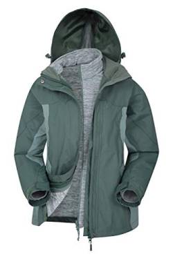 Mountain Warehouse Thunderstorm 3-in-1-Damenjacke – Regenjacke, wasserdichte Außenschicht, verstellbar, herausnehmbare Fleece-Innenjacke – für Reisen, Outdoor, winter Khaki 36 von Mountain Warehouse