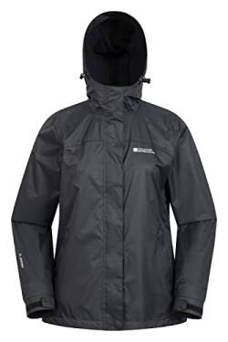 Mountain Warehouse Torrent Jacke für Damen - Wasserfeste Regenjacke, Leichter Mantel, versiegelte Nähte, Damenjacke mit Taschen - Ideal für Reisen, Camping, Herbst Schwarz 40 von Mountain Warehouse