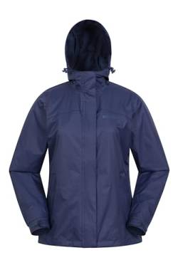 Mountain Warehouse Torrent Jacke für Damen - Wasserfeste Regenjacke, leichter Mantel, versiegelte Nähte, Damenjacke mit Taschen - Ideal für Reisen, Camping, Herbst Marineblau 46 von Mountain Warehouse