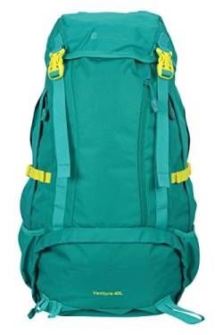 Mountain Warehouse Venture 40-l-Rucksack - Kompressionsriemen, hydratationskompatibel, Regenschutzhülle, Taschen, Damen/Herren - Für Reisen, Festivals, Herbst Grün Frauenpassform von Mountain Warehouse