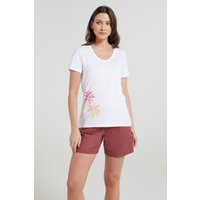 Ombre Palm Trees Damen T-Shirt mit V-Ausschnitt - Weiss von Mountain Warehouse