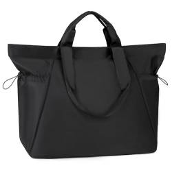Mouteenoo Tote Bag mit Reißverschluss, Handtasche Damen, Große Schultertasche für Fitnessstudio, Arbeit, Reisen, Schule (Black) von Mouteenoo