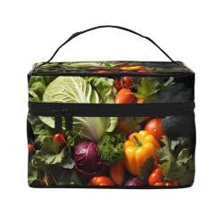 Mouxiugei Tragbare Make-up-Tasche mit viel frischem Gemüse – elegante Reise-Kosmetiktasche mit großem Fassungsvermögen, Make-up-Taschenset, Make-up-Tasche für Frauen, Viel frisches Gemüse, von Mouxiugei