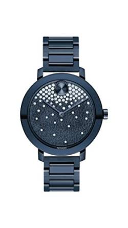 Movado Bold Evolution Damen-Armbanduhr, Schweizer Qtz Edelstahl und Armband, Farbe: Blau (Modell: 3600706), Blau, Quarzuhr von Movado