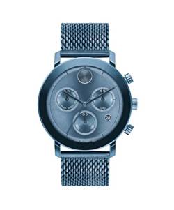 Movado Herren-Armbanduhr Bold Evolution blau ionenplattiertes Edelstahlgehäuse und Mesh-Armband, Schweizer Quarzuhr, blau (Modell: 3600809), Blau, Quarzuhr von Movado