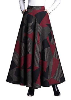 Damen Winter Lang Winter Rock Faltenrock Elegant Hohe Taille Tartan A-Linie Röcke (S, Color 2) von Moviendress