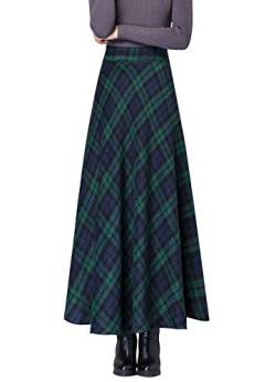 Damenrock für Winter Maxirock Glockenrock Schottenrock Wolle Röcke Tartan Elastische Faltenrock Unterrock (XXL, Color 7) von Moviendress