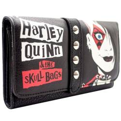 Harley Quinn & The Skull Bags Stilisiertes Design Portemonnaie Tri-Fold Münzfach & Kartenhalter, Schwarz von Movies