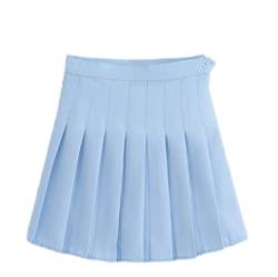 Damen Mode Hohe Taille Rock Falten Wind Rock Kawaii Harajuku Weiblich Mini Kurze Röcke Kleidung für Frauen, himmelblau, 52 von Mowaaey