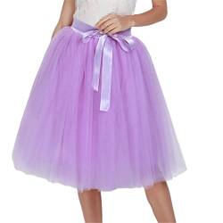 Mowaaey Mode Tüllrock Faltenröcke Frauen Petticoat Brautjungfern Süß Party Midi Rock Minirock Kleid, lavendel, Einheitsgröße von Mowaaey