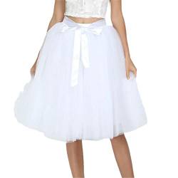 Mowaaey Mode Tüllrock Faltenröcke Frauen Petticoat Brautjungfern Süß Party Midi Rock Minirock Kleid, weiß, Einheitsgröße von Mowaaey