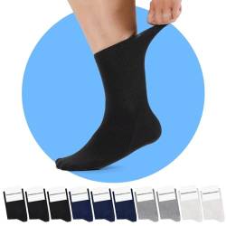 Mowenti Diabetiker Socken Herren ohne Naht Diabetikersocken Damen ohne Gummibund Baumwolle 10Er Pack 39-42 Schwarz Weiß Grau Blau von Mowenti