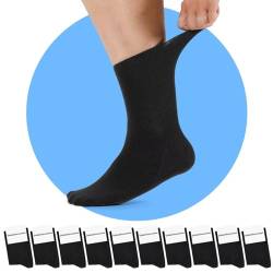 Mowenti Diabetikersocken Damen Ohne Gummibund Diabetiker Socken Herren 39-42 Komfortbund 10 Paar Extra Weit Baumwolle Schwarz von Mowenti