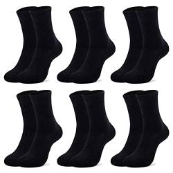 Mowenti Sneaker Socken Damen 35-38 Herren Sportsocken Tennissocken Dicke Wandersocken Laufsocken Running Socks Warme Verdickte Frottee 6 Paar Schwarz von Mowenti