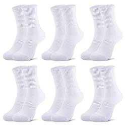 Mowenti Sneaker Socken Herren 43-46 Damen Sportsocken Tennissocken Wandersocken Laufsocken Classic Business Socken Frottee Running Socks Outdoor Weiß Lange 6 Paar von Mowenti