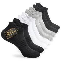 Mowenti Sneaker Socken Herren 43-46 Damen Sportsocken Tennissocken Wandersocken Laufsocken Frottee Running Socks 8 Paar Schwarz Weiß Dunkelgrau Hellgrau von Mowenti