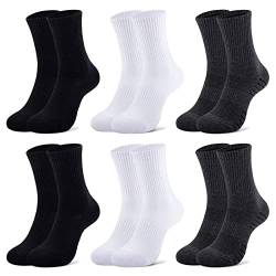 Mowenti Sneaker Socken Herren Damen 39-42 Sportsocken Tennissocken Wandersocken Laufsocken Classic Business Schwarz Weiß Grau Socken Frottee Outdoor Running Socks 6 Paar von Mowenti