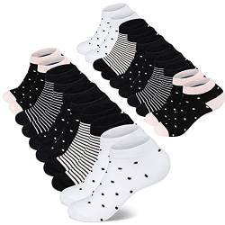 Mowenti Socken Damen 39-42 Sneaker Kurze Baumwollsocken Sportsocken 10 paar Streifen Punkten-8203 von Mowenti