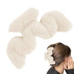 Fuzzy Claw Clip | Plüsch-Klauenklammern in Wellenform - Große Klammerklammer, Haarschmuck für dickes langes Haar, große Haarspange für Frauen und Mädchen für den täglichen Gebrauch Moxeupon von Moxeupon