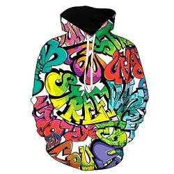 Moxilyn 3D Anime Hoodies Pullover Graffiti-Mix Erwachsene Kapuzenpulli Langarm Print Stereoskopischer Hoodie für Männer Frauen von Moxilyn