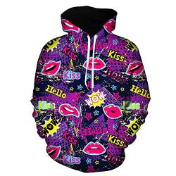 Moxilyn 3D Anime Hoodies Pullover Graffiti-Mix Erwachsene Kapuzenpulli Langarm Print Stereoskopischer Hoodie für Männer Frauen von Moxilyn