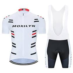 Moxilyn Fahrradtrikot Kurzarm Set für Herren Radtrikot T Shirt Radsport Radtrikot Set Fahrrad Trikot Kurzarm+Radhose mit 9D Gel,Ursprüngliche Gaze Radjacke und Radhose,Cycling Jersey Radtrikot von Moxilyn