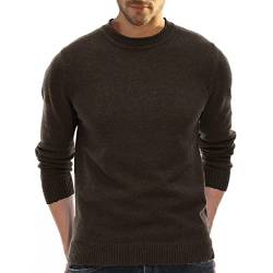 Moxilyn Herren Strickpullover Feinstrick Pullover mit Rundhalsausschnitt Klassischer Feinstrickpullover Ausschnitt Slim Fit Langarm Pulli für Winter von Moxilyn