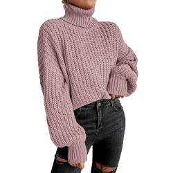 Moxilyn Pullover Damen Winter Rollkragenpullover Langarm Strickpullover Warm Pulli Oversize Oberteil, S-XXL von Moxilyn