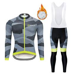 Moxilyn Radtrikot Herren LangarmAnzüge Radtrikot Set Radfahren Kleidung Winddicht Langärmliges Fahrradtrikot Hose mit 9D Gel Sitzpolster Sport & Freizeit MTB Radtrikot für Herbst von Moxilyn