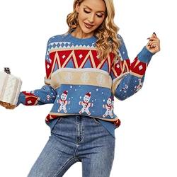 Moxilyn Weihnachtspullover Strickpullover Lustig Christmas Sweater Hässlicher Weihnachtspulli für Damen Herren mit Rundhalsausschnit Langarm Pullover Weihnachten Jumper Christmas Sweater von Moxilyn