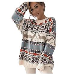 Weihnachtspullover Strickpullover Lustig Christmas Sweater Hässlicher Weihnachtspulli für Damen Herren mit Rundhalsausschnit von Moxilyn