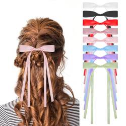 8 StüCk Doppellagiges Quastenband Haarschmuck aus massivem Satin Mehrfarbig Polyester Bow Hair Clip Haarschleife Damen Für Damen und Mädchen(8 Farben) von Mozeat Lens