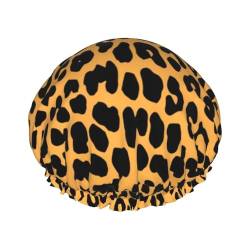 Mqgmz Damen-Duschhaube mit Leopardenmuster, leicht, weich und wiederverwendbar, für langes Haar, atmungsaktiv von Mqgmz