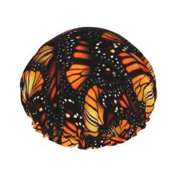 Mqgmz Heaps Of Orange Monarch Butterflies Print Damen Duschhaube leicht, weich und wiederverwendbar für Frauen langes Haar atmungsaktiv von Mqgmz