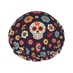 Mqgmz Sugar Skulls Print Damen Duschhaube leicht, weich und wiederverwendbar, langes Haar, atmungsaktiv von Mqgmz